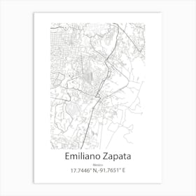 Emiliano Zapata,Mexico Minimalist Map Art Print