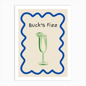 Bucks Fizz Doodle Poster Blue & Green Art Print