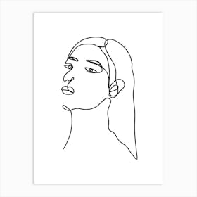 Portrait Of A Woman Monoline Drawing Illustration Art Print