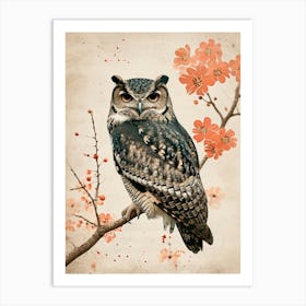 Burmese Fish Owl Japanese Painting 1 Art Print
