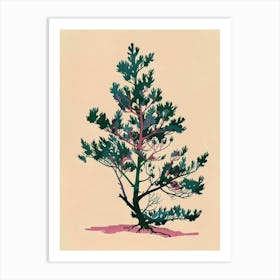 Juniper Tree Colourful Illustration 3 Art Print