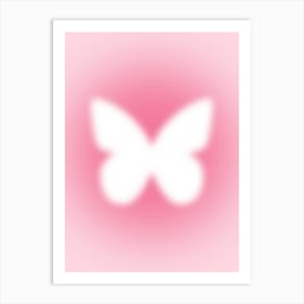 Butterfly On A Pink Background Art Print