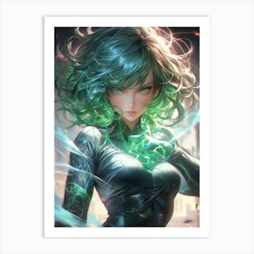 Anime Girl With Green Hair 1 Art Print