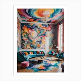 The Abstract Harmony of Home Colorful Living Room Art Print