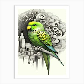 Fizzgig Parrot In The City Art Print