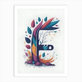 Colorful Letter F Illustration 7 Art Print