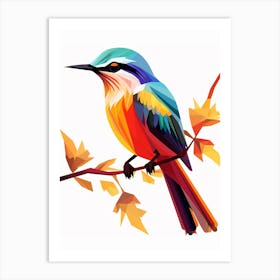 Colourful Geometric Bird Mockingbird 1 Art Print