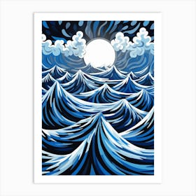 Waves Abstract Geometric Illustration 7 Art Print