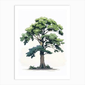 Sequoia Tree Pixel Illustration 4 Art Print