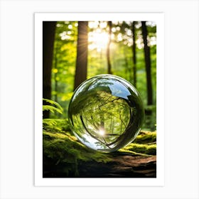 Crystal Clear Sphere Of Earth Suspended In A Lush Forest Setting Sunlight Filtering Through The Can (2) Art Print