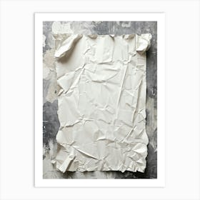 Crumpled White Sheet Of Old Cardboard Paper With Crumpled Texture Closeup Retro Style Pattern Embos (2) Art Print