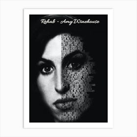 Rehab Amy Winehouse Text Art Art Print