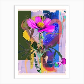 Cosmos 1 Neon Flower Collage Art Print