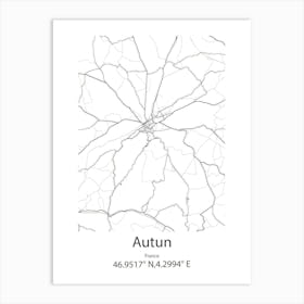 Autun,France Minimalist Map Art Print