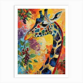 Giraffe Eating Berries 4 Art Print