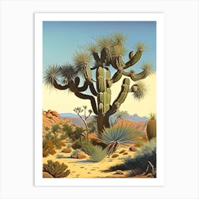 Herbert S Joshua Tree Vintage Botanical Line Drawing  (6) Art Print