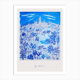 Gubbio Italy Blue Drawing Poster Art Print