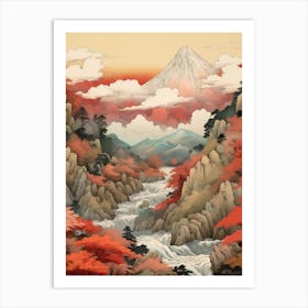 The Japanese Alps In Multiple Prefectures, Ukiyo E Drawing 3 Art Print