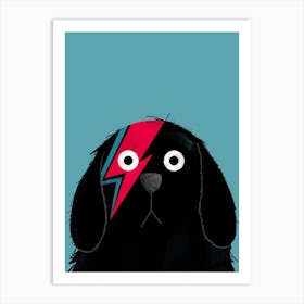Dog Bowie Black Art Print