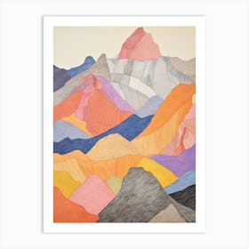 Mount Bear United States Colourful Mountain Illustration Art Print