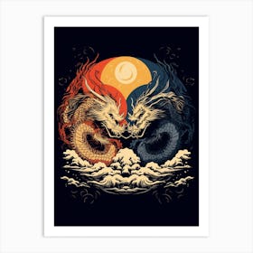 Yin And Yang Chinese Dragon Illustration 7 Art Print