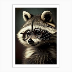 Raccoon Wearing Glasses Vintage 4 Art Print