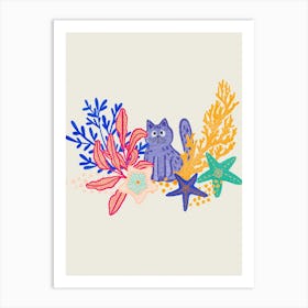 Cat And Seaweed Art Print