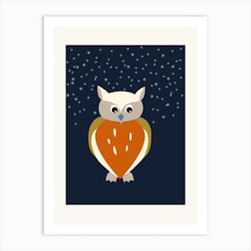 Cute Little Owl And Stars Art Print