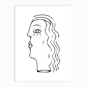 Portrait Of A Woman Line Art Art Print