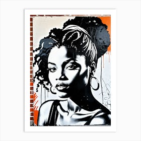 Vintage Graffiti Mural Of Beautiful Black Woman 45 Art Print