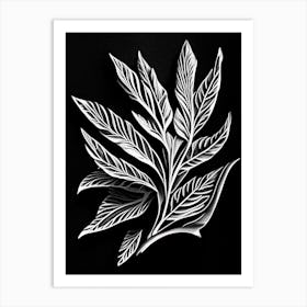 Tarragon Leaf Linocut 3 Art Print