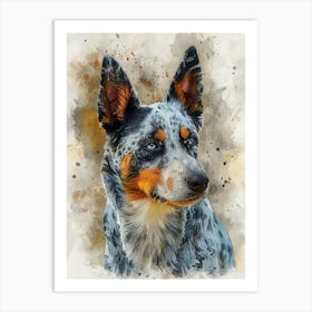 Australian Shepherd Dog Watercolor Painting 5 Art Print