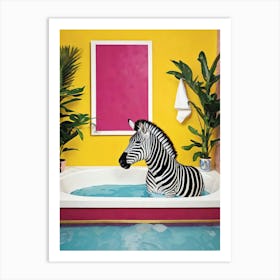 Zebra In The Bath Art Print