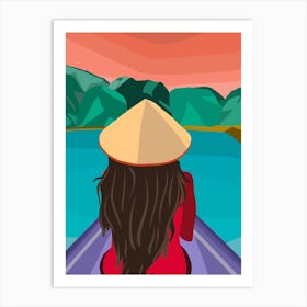 Woman On A Boat Art Print