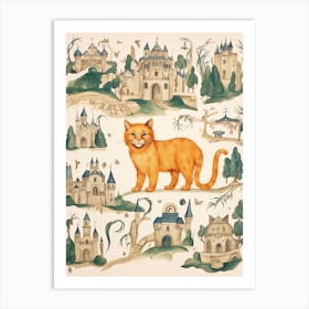 Ginger Cat & Medieval Castles 2 Art Print