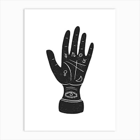 Palmistry Hand Black Art Print