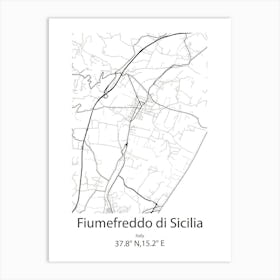 Fiumefreddo Di Sicilia,Italy Minimalist Map Art Print