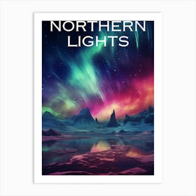 Colourful poster Northern Lights Art Print