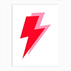 Red and Pink Double Lightning Bolts Art Print