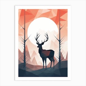 Deer Minimalist Abstract 2 Art Print