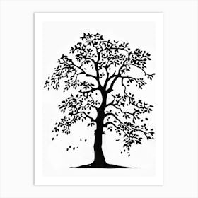 Elm Tree Simple Geometric Nature Stencil 2 Art Print