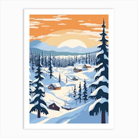 Retro Winter Illustration Lapland Finland 1 Art Print