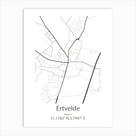 Ertvelde,Belgium Minimalist Map Art Print