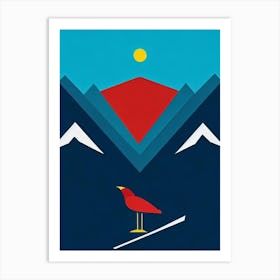 Snowbird, Usa Modern Illustration Skiing Poster Art Print