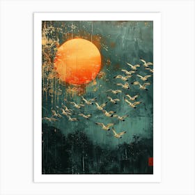 Sunrise Over Geese Art Print