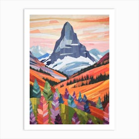Mount Assiniboine Canada 2 Colourful Mountain Illustration Art Print