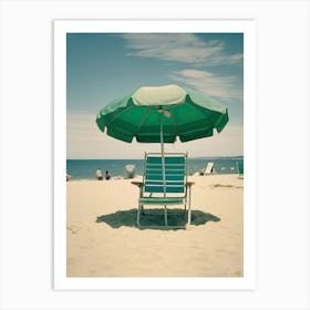 Green Chair And Brach Umbrella  Summer Photography 1 Art Print