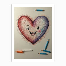 Heart Drawing 14 Art Print