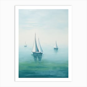 Sailboats In The Sea Art Print