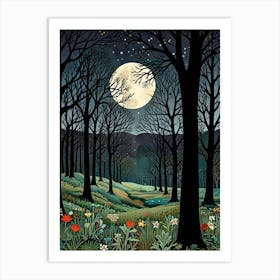 William Morris Moonlight In The Woods 70 Art Print